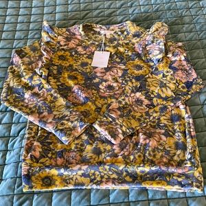 Lauren Conrad size Medium Floral sweater puff sleeve sweatshirt